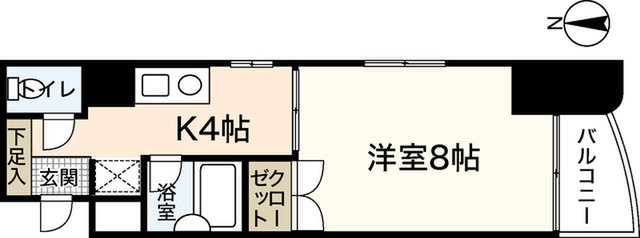 エールマンスリー東白島 壱番館 1K 間取り