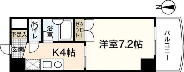 エールマンスリー東白島 壱番館 1K 間取り