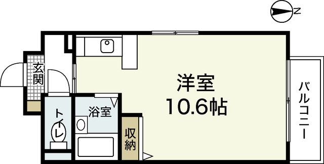 エールマンスリー八丁堀 1R 間取り