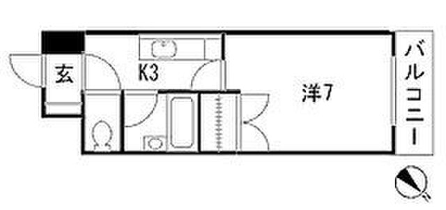 エールマンスリー西原 弐番館 1K 間取り