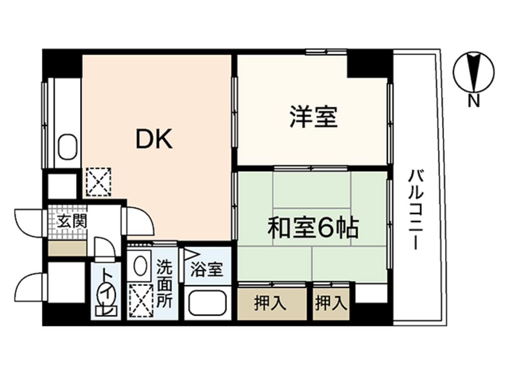 エールマンスリー段原 壱番館 2LDK 間取り
