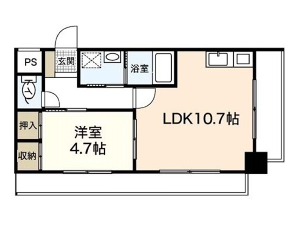 エールマンスリー横川 弐番館 1LDK 間取り