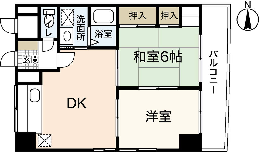 エールマンスリー段原 壱番館 2LDK 間取り