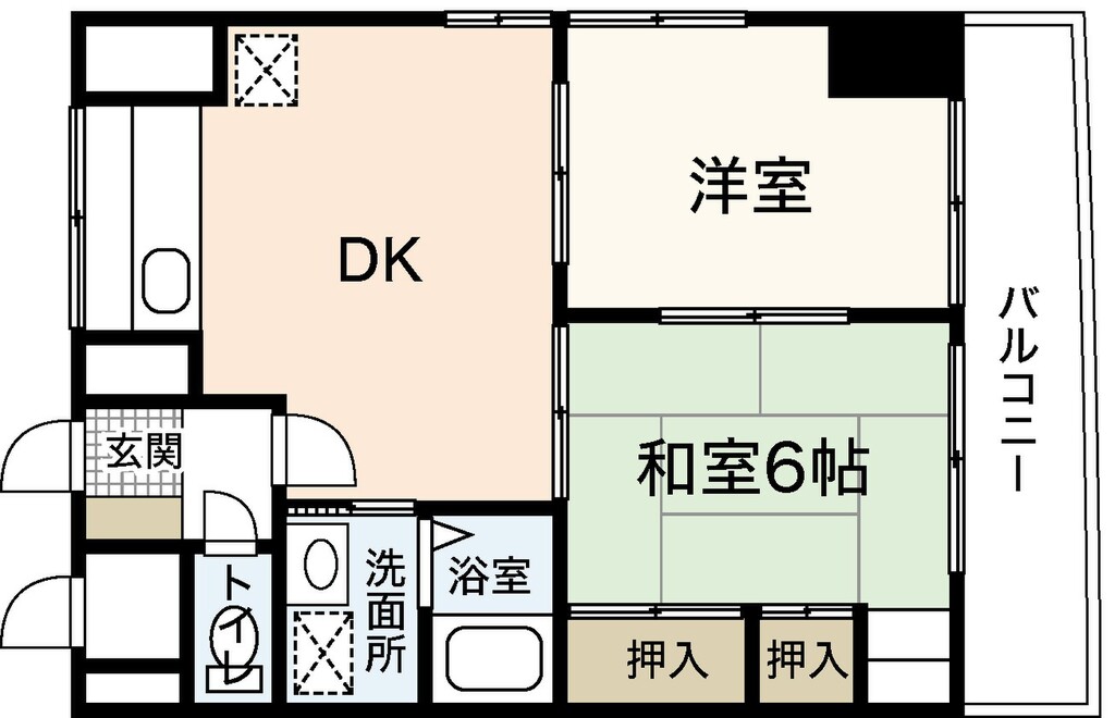 エールマンスリー段原 壱番館 2LDK 間取り