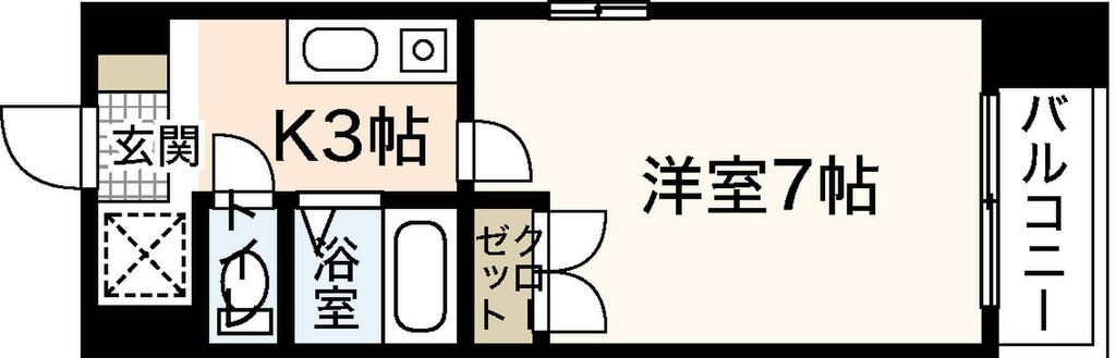 エールマンスリー新白島駅 1K 間取り