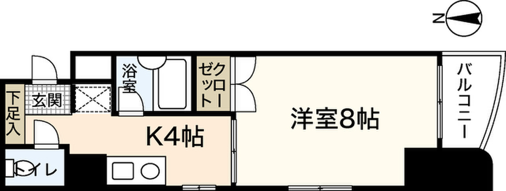 エールマンスリー東白島 壱番館 1K 間取り