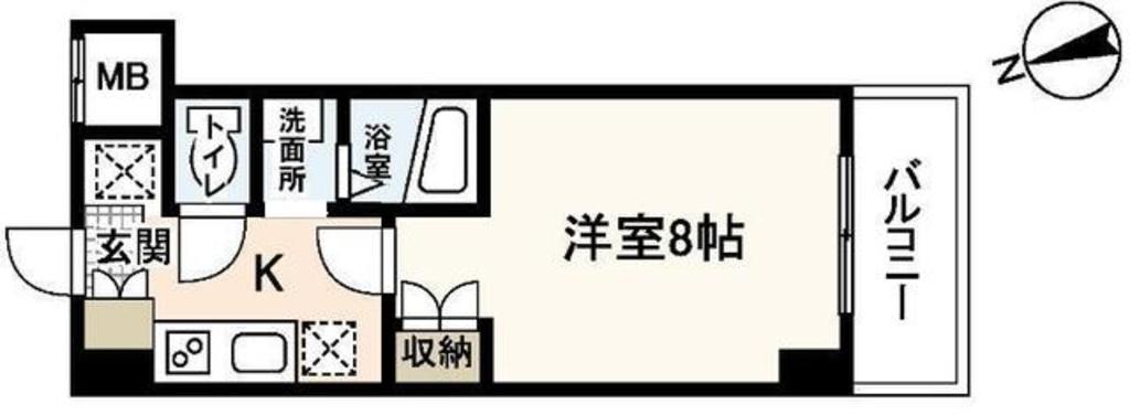 エールマンスリー中筋 1K 間取り