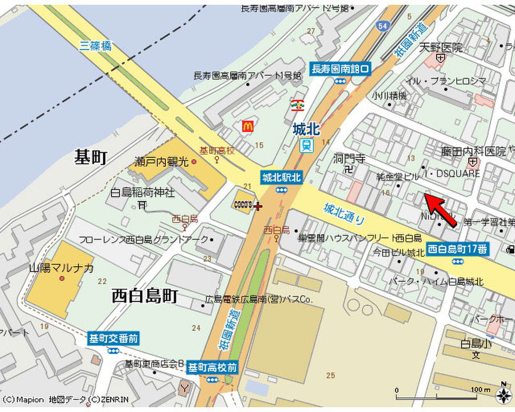 エールマンスリー新白島駅 1K 地図
